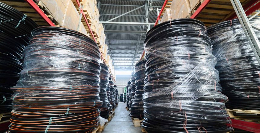 Warehouse industrial and logistics companies. Coiled plastic pipe.